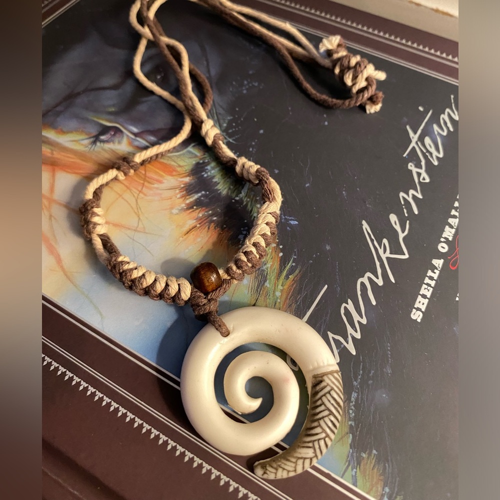 Handcrafted Spiral Pendant Necklace Boho Hippie Style